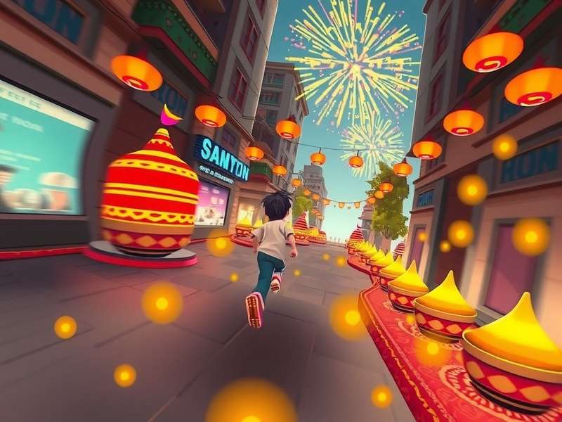 Samosa Spree Diwali edition with fireworks and decorated streets