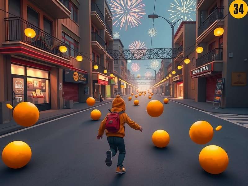 Samosa Spree gameplay screenshot showing a character running through streets with samosas